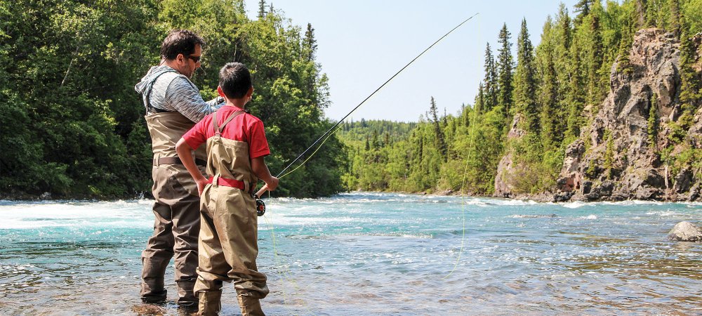 father and son fishing