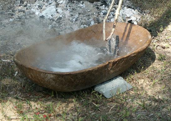 Cooking in Baskets Using Hot Rocks