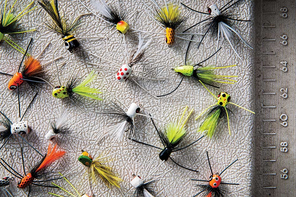 Fly Fishing Popper Lures Kit,Bass Popper Flies Dry Fly Fishing Flies  Topwater Panfish Bluegill Popper Bait Bug with Hooks for Freshwater