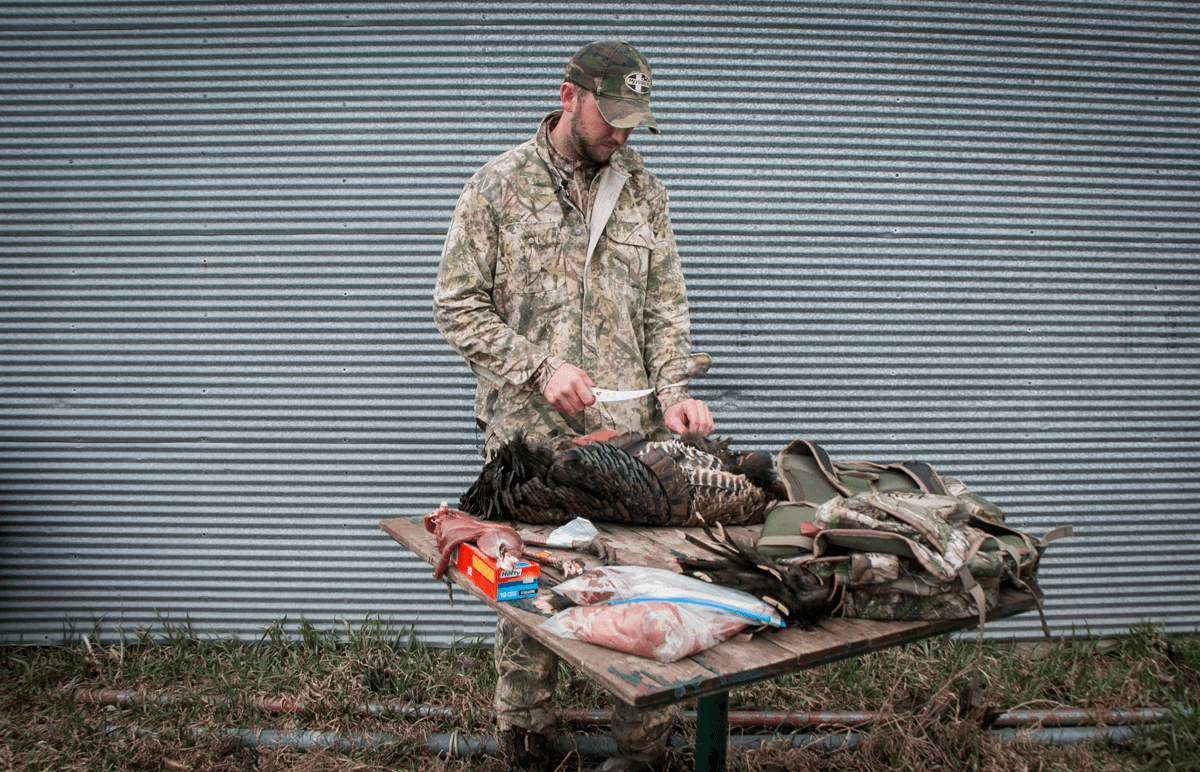 cleaning a turkey