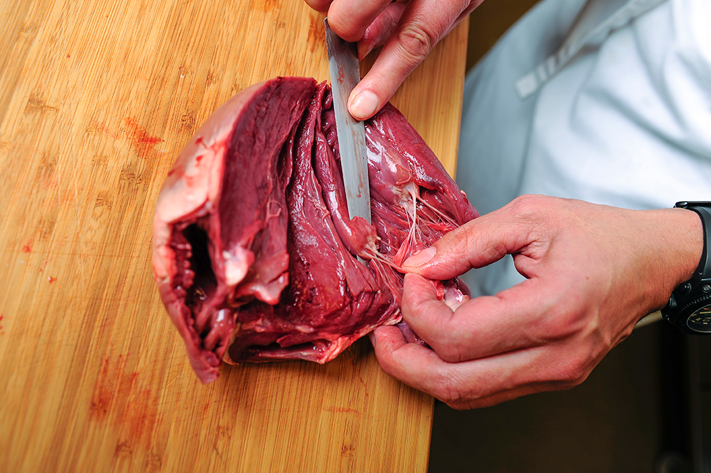 removing fibers from deer heart