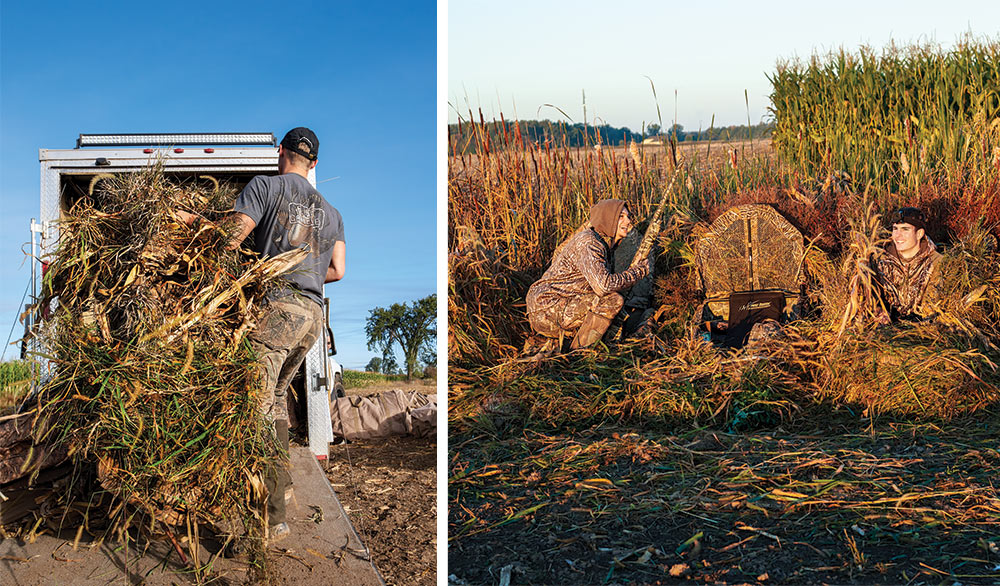 preparing hide layouts geese hunting