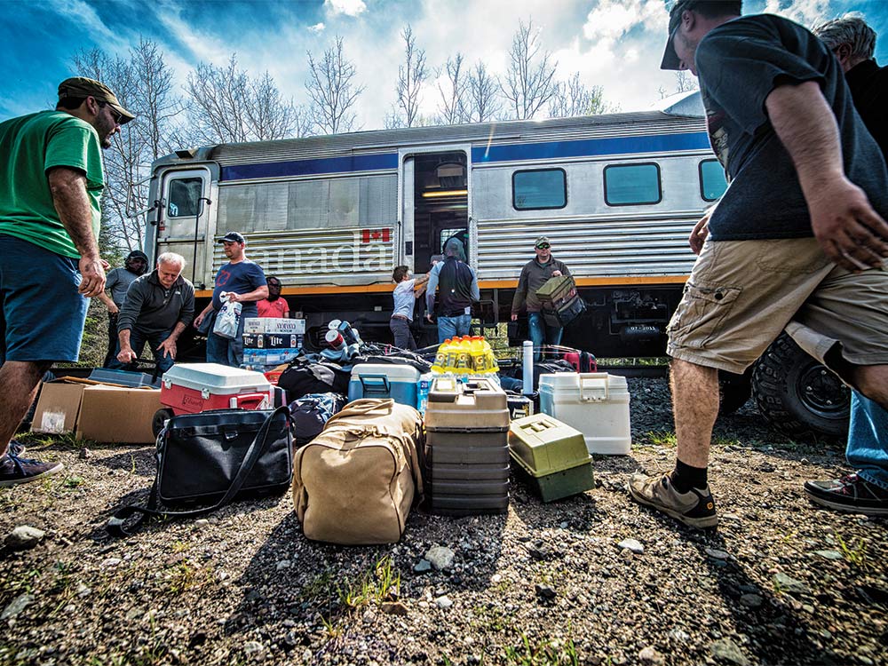 anglers loading train