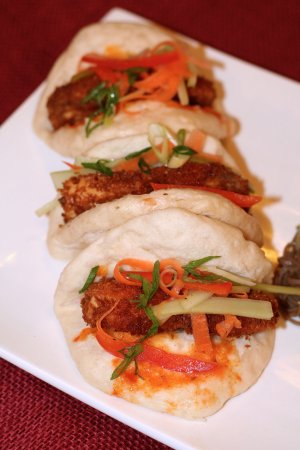 fried halibut steam buns