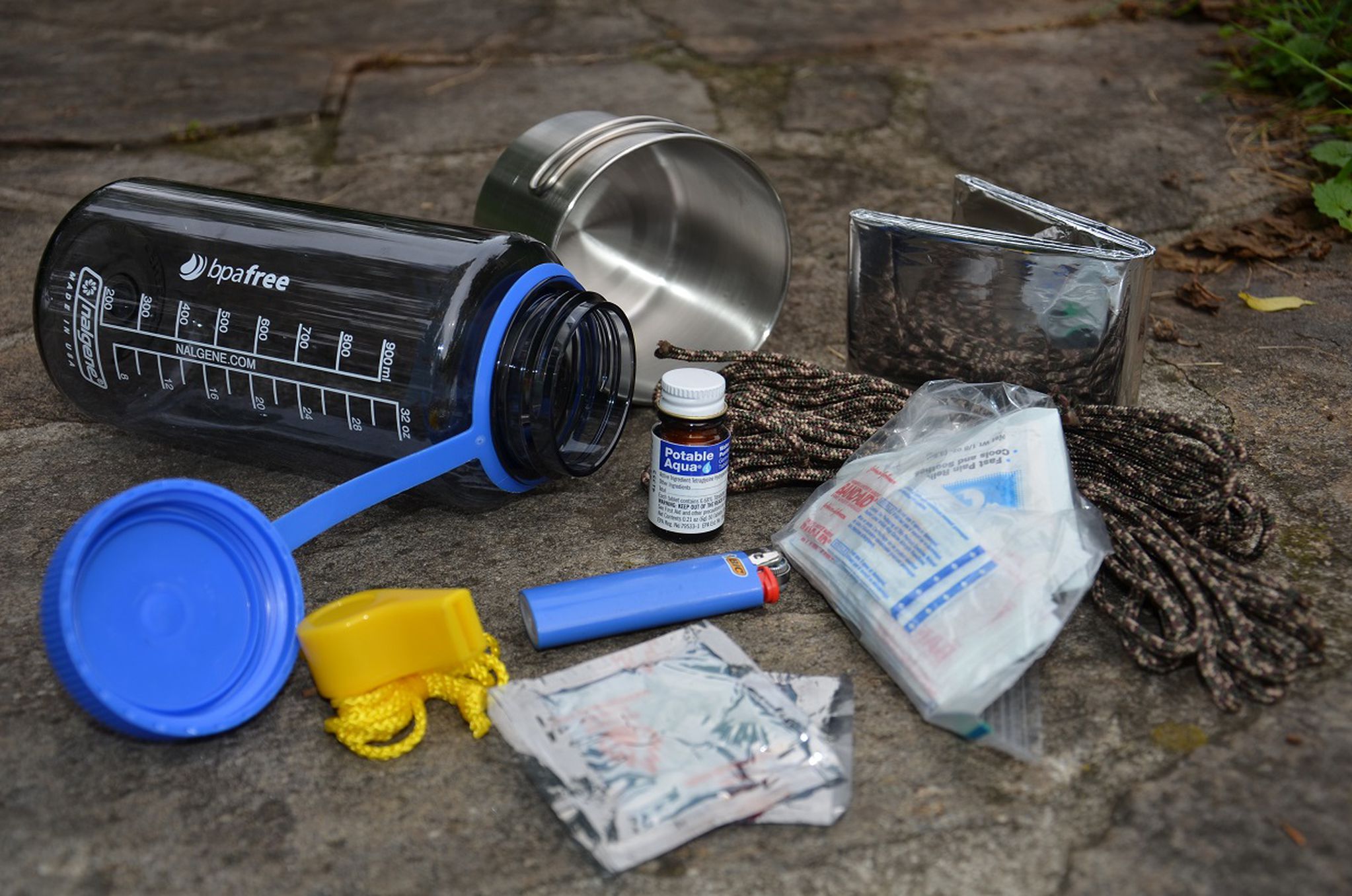 A water bottle survival kit.