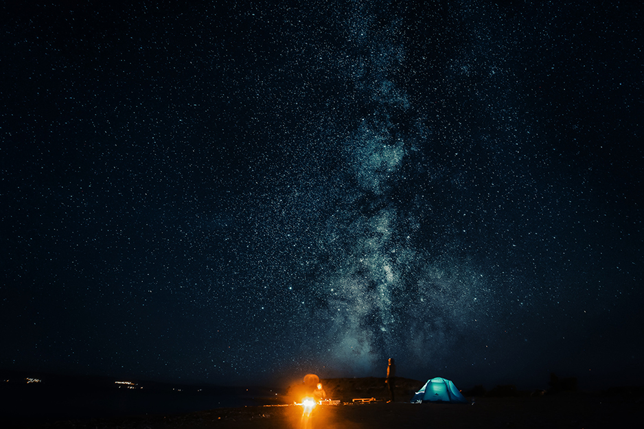 night cooking while camping