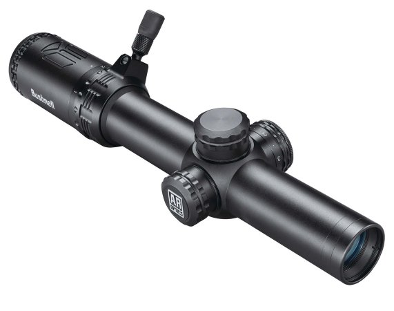 Bushnell AR 1-8x24 riflescope on a white background.