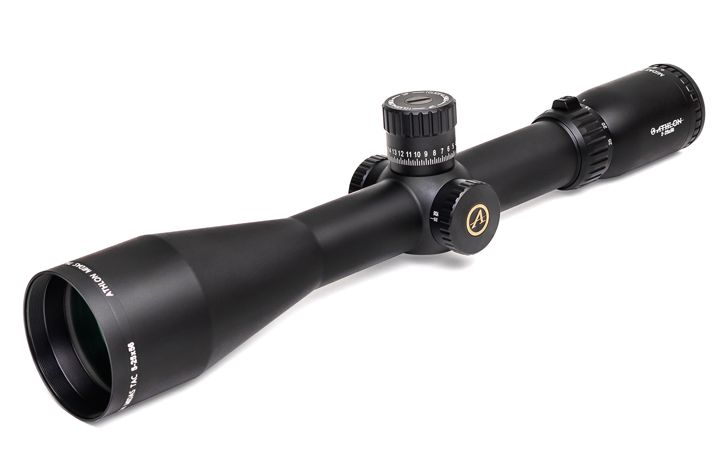 Athlon Midas TAC 5-25x56 riflescope on a white background