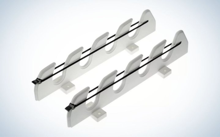  White and black fishing rod rack for boats