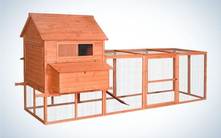  Brown wooden rabbit run with hutch