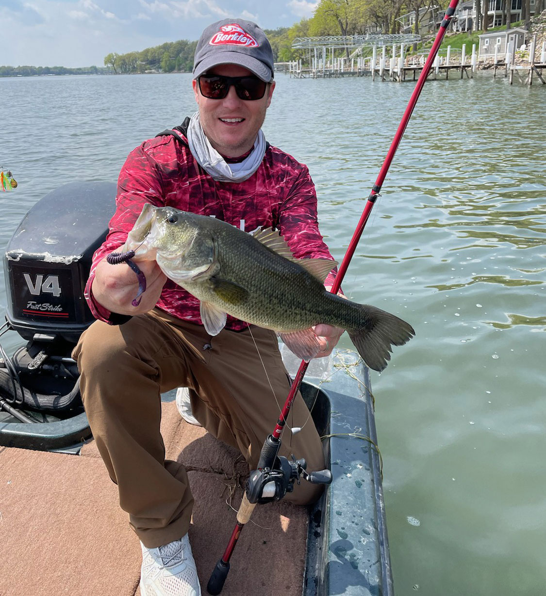 Bass fishing with Berkley worm.