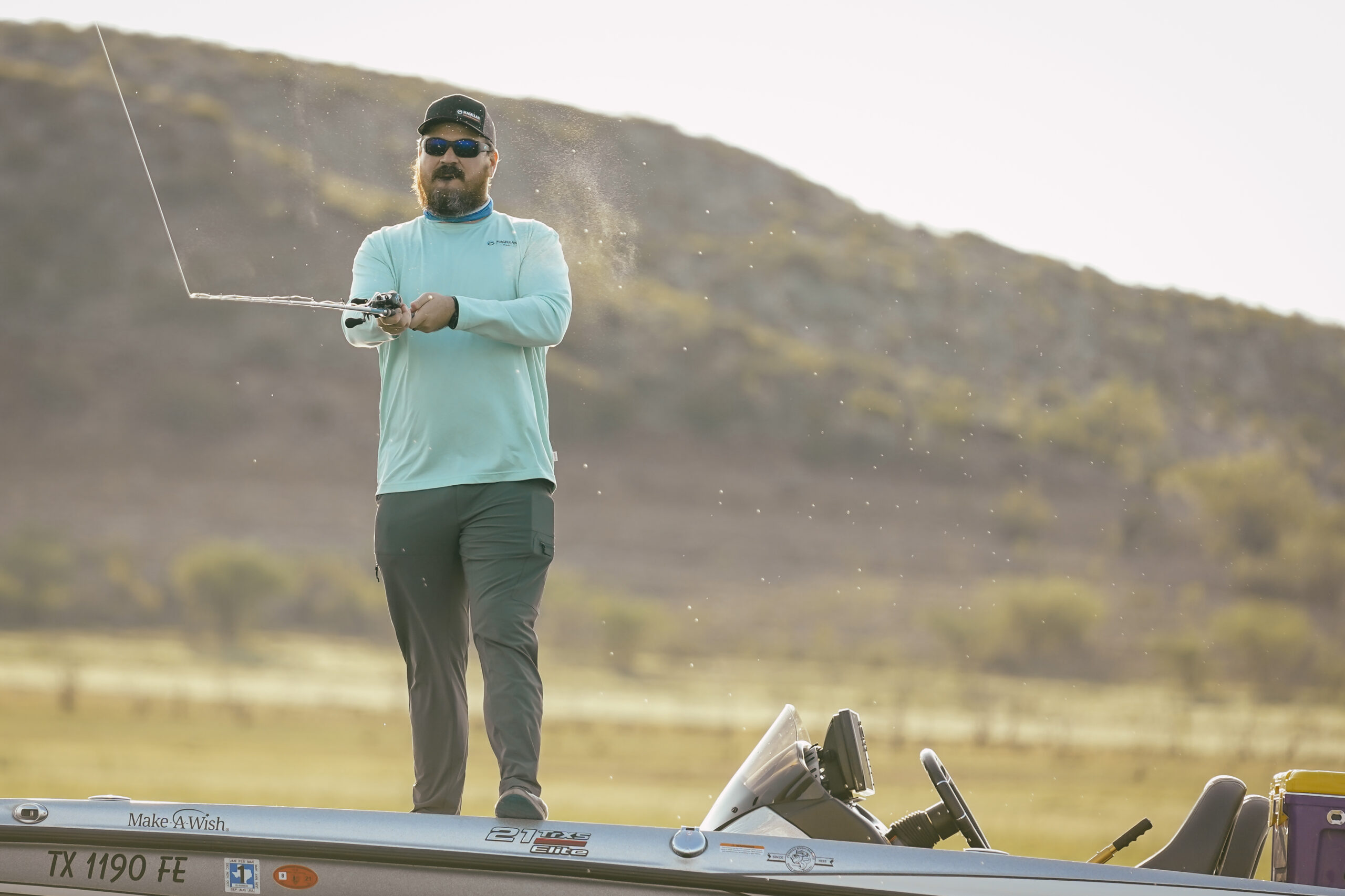 Fishing flooded water for bass.