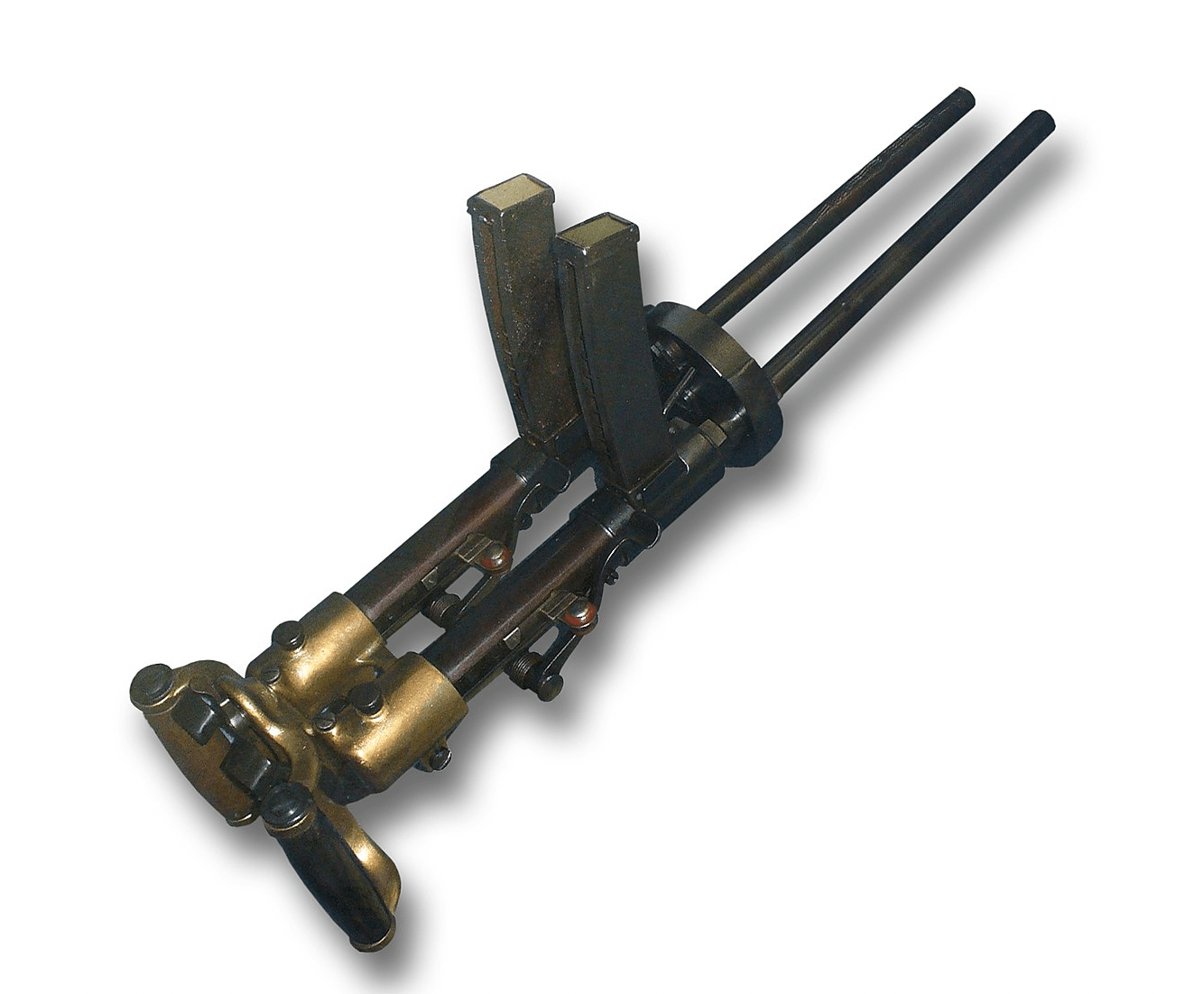 This submachine gun was chambered in the wrong cartridge for an anti-aircraft military gun.