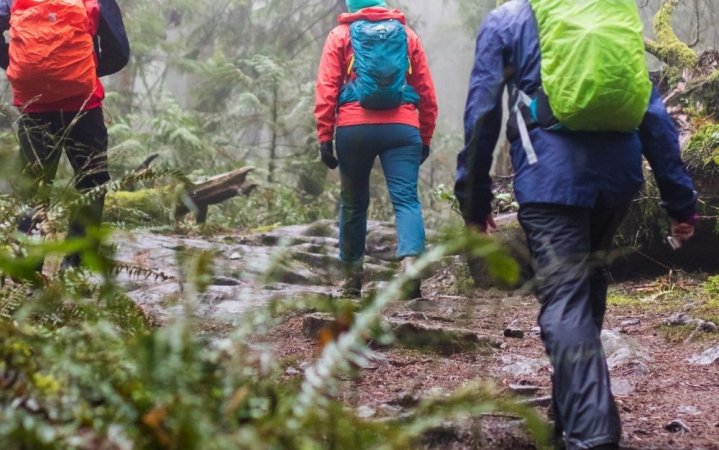 Hikers wearing waterproof pants.