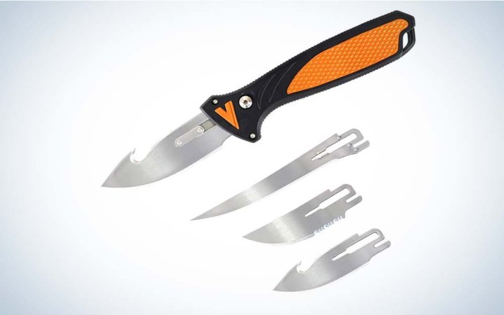  An orange Havalon Talon Hunt knife is the best replaceable blade knife.