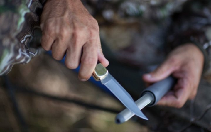 Person using skinning knife