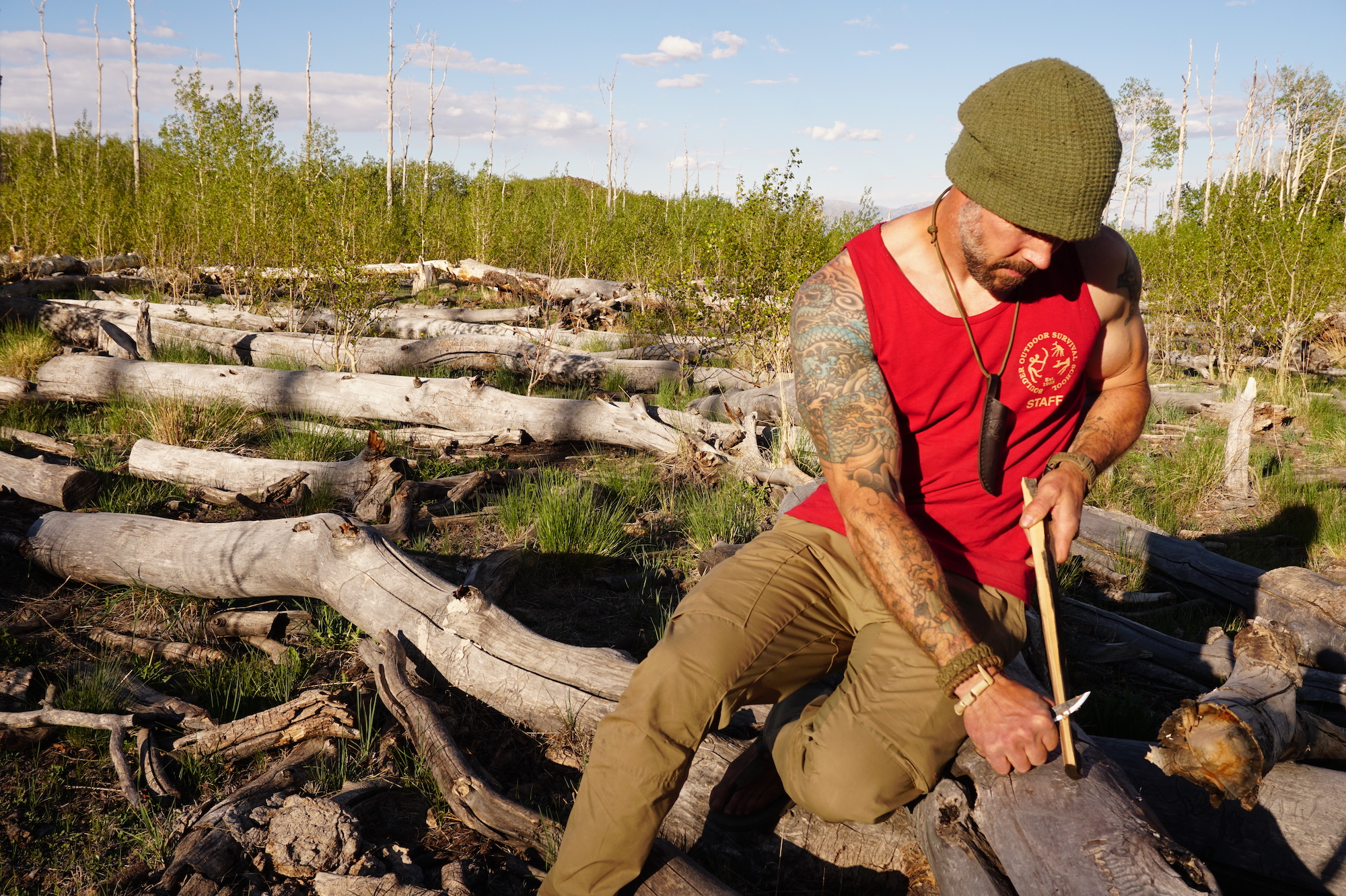 man using one of the best survival knives.