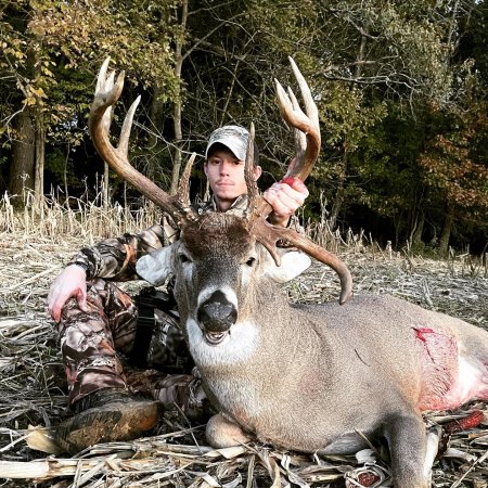 Gill arrowed this buck on private land.