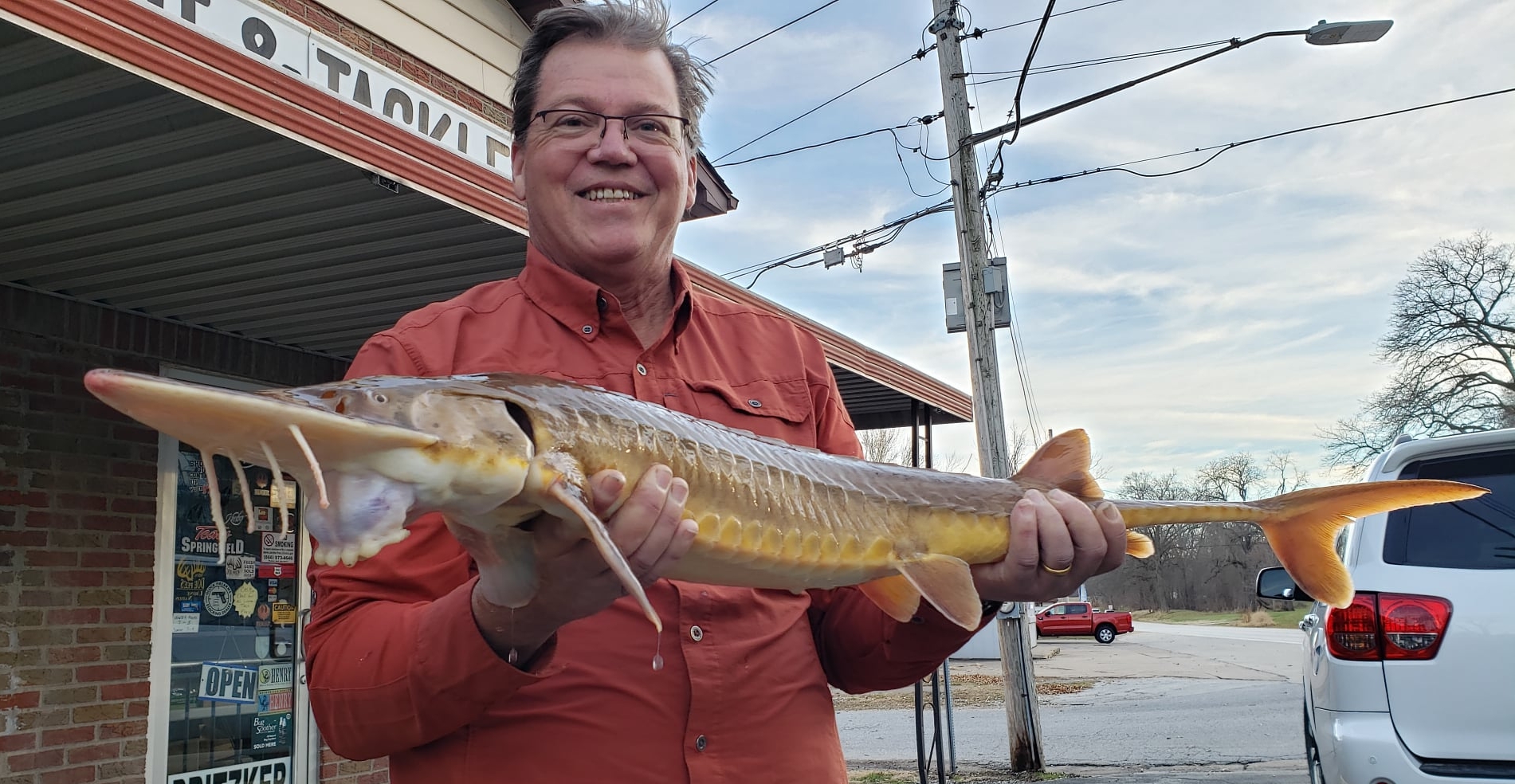 The new Illinois state-record sturgeon.