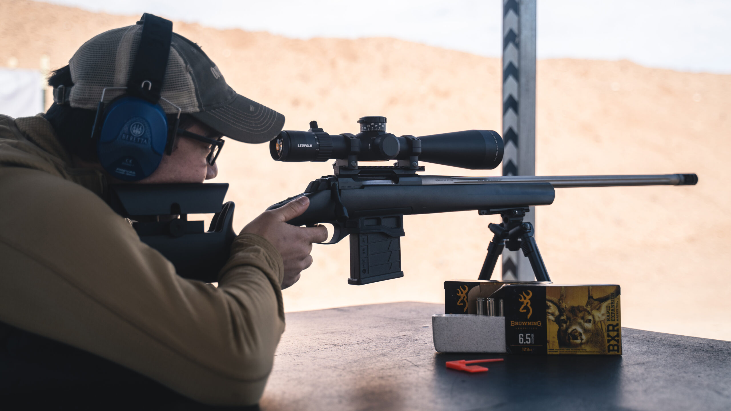 Browning X-Bolt Target Max on the shooting bench.