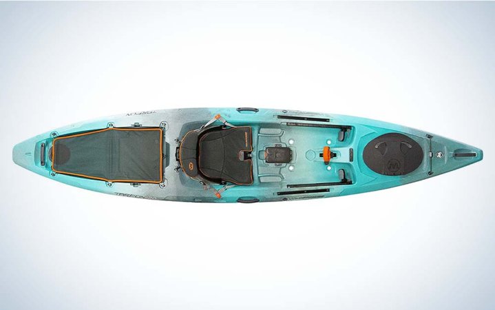  A blue and white best fishing kayak under $1,000