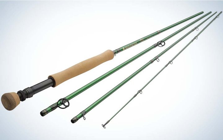  A green deconstructed best fly rod for beginners with a cork handle