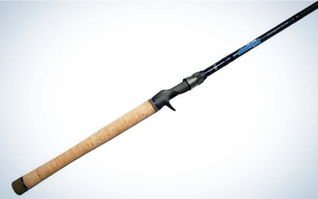 A black best crankbait rod with a cork handle