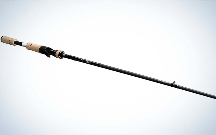  A black best crankbait rod with a cork handle