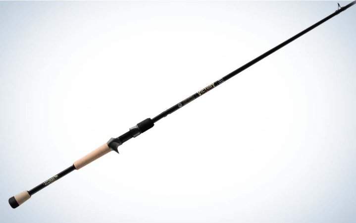  A black best crankbait rod with a cork handle