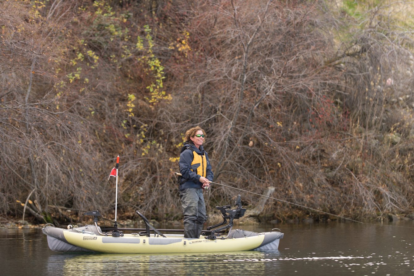 Advanced elements inflatable canoe with angler