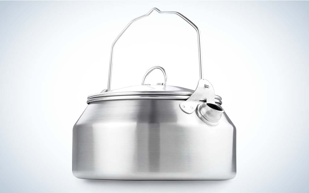 Portable Camping Kettle Camp Tea Pot Stain Resistant Water Boiler Stainless  Steel Tea Kettle for Campfire Hiking Backpacking Travel Cooking Argent 