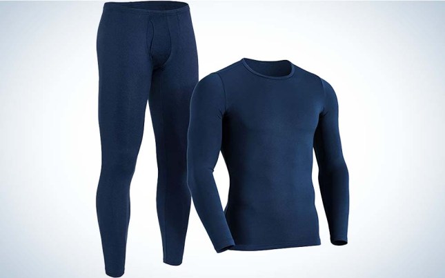 Mens Long Underwear Set Bottom and Top Thermal Long Johns Fleece