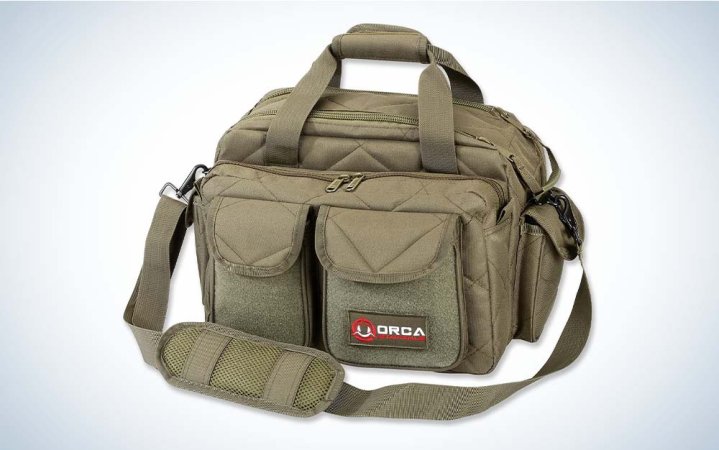  Holds three handguns with lots of additional space, organized pockets, and high durability.