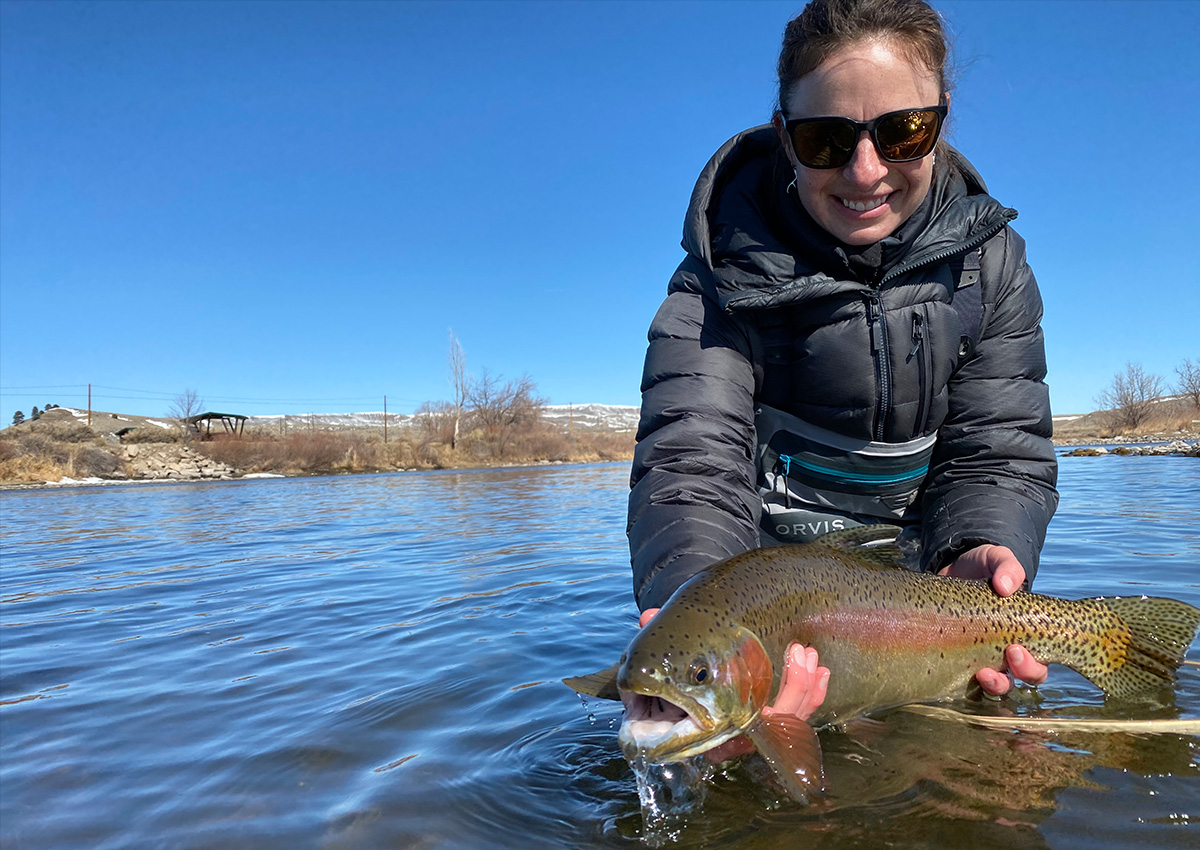 The author testing the Orvis Ultralight waders.