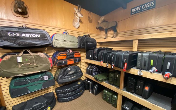 The best bow cases on display at an archery shop