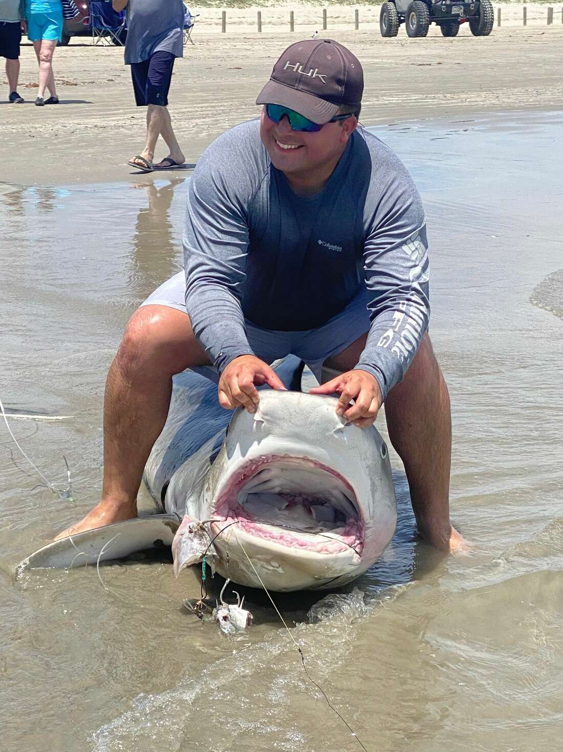 BIG TUNA caught from the beach drone fishing 