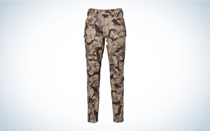  A pair of women's hunting pants by First Lite, the 308 lined pair in camo.