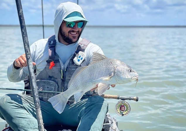 Author fishing with the best saltwater fly reels.