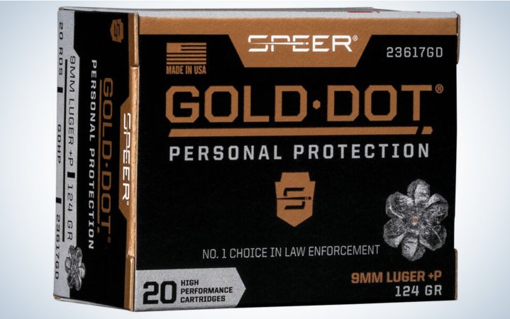  Speer Personal Protection +P 124-grain Gold Dot JHP is one of the best 9 mm ammunitions.