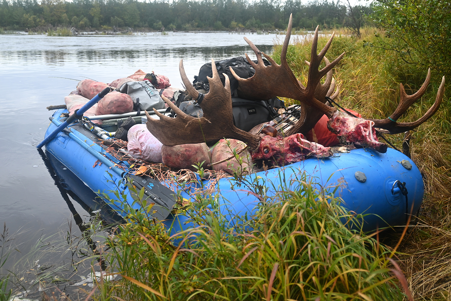 loaded hunters' boat