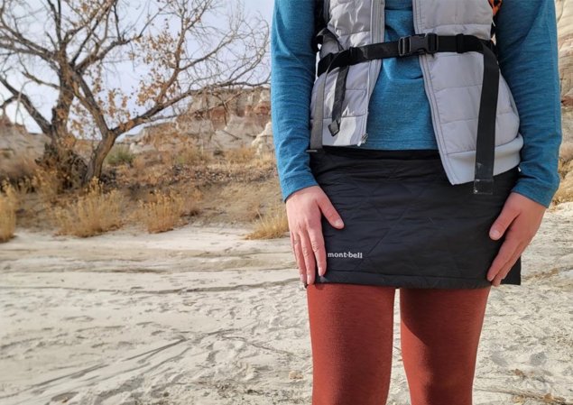 The author wears one of the best insulated skirts.