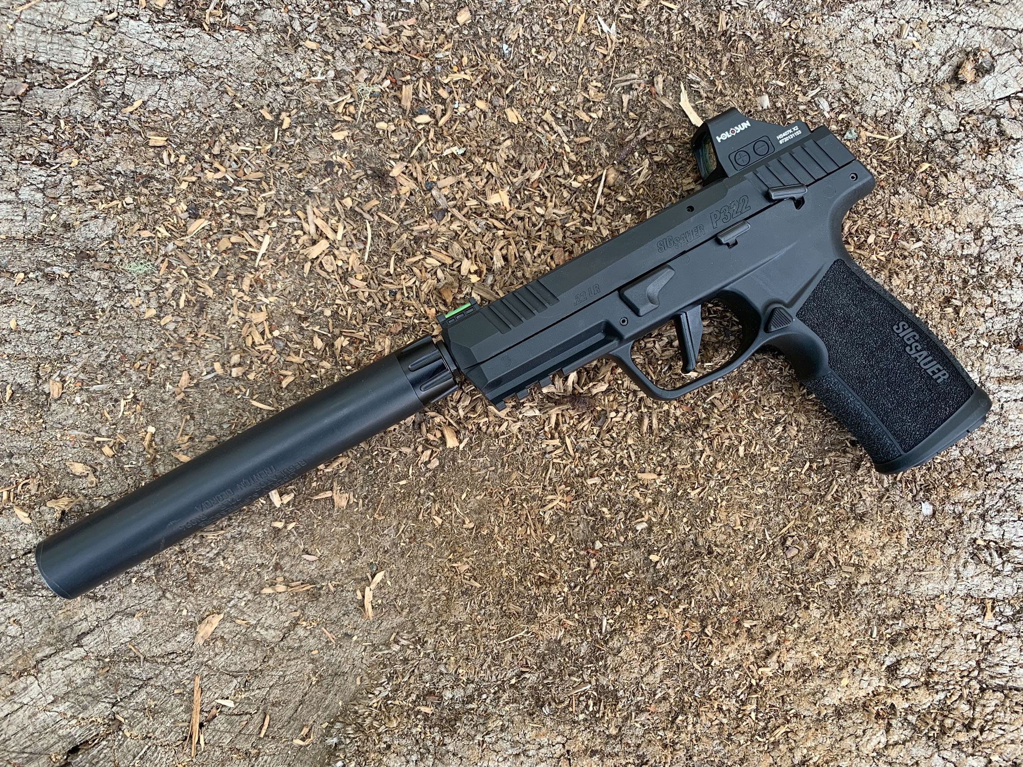 Sig P322 22 pistol with suppressor