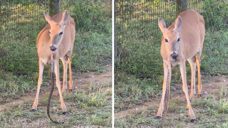 deer eating snake