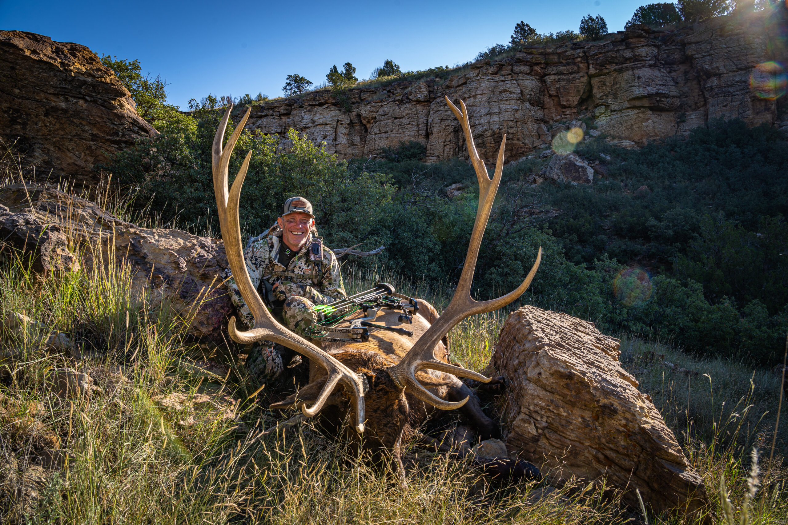 John Dudley with an elk he shot with a bow