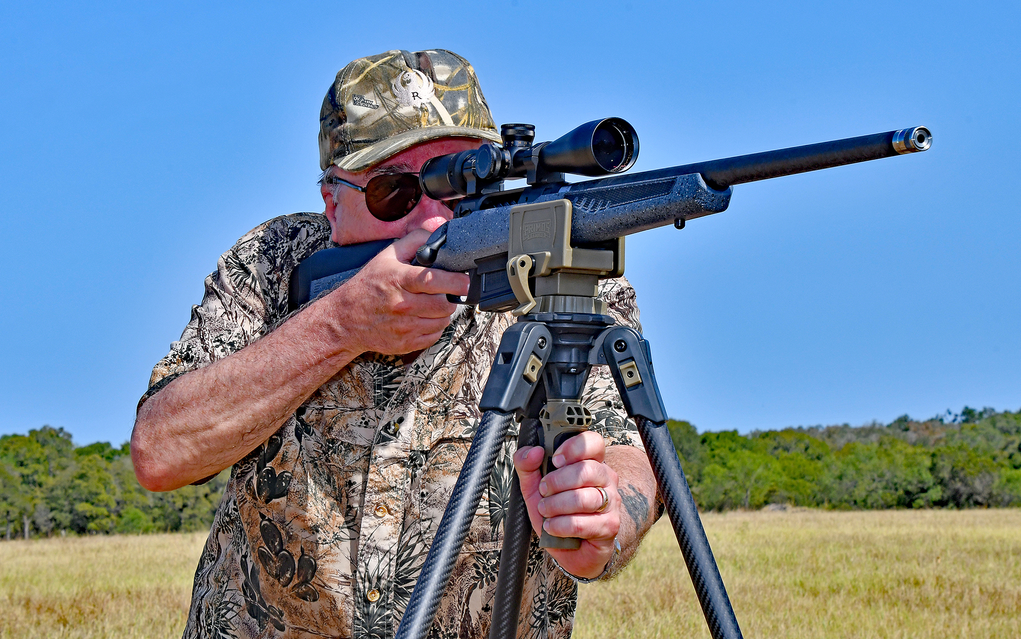 Author shoots from Primos Trigger Stick Apex.