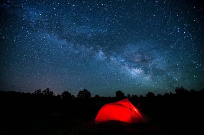 A tent under the starry sky