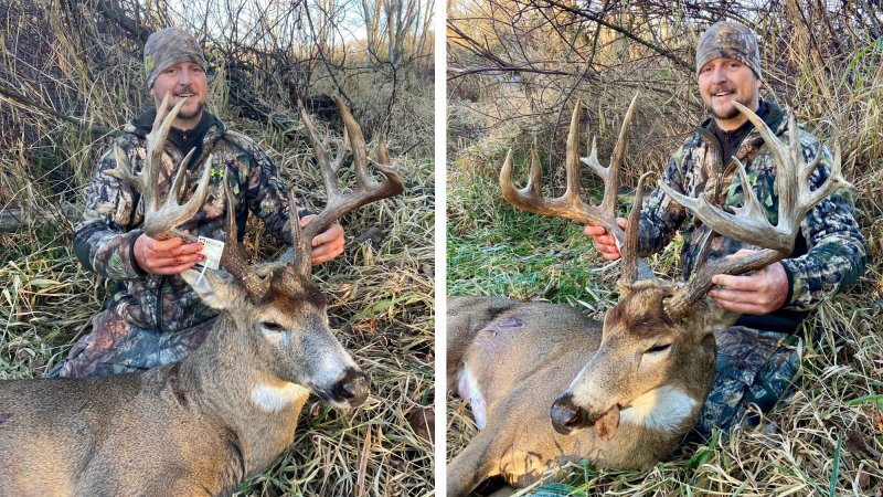 jeff ankley with a 17-point whitetail buck