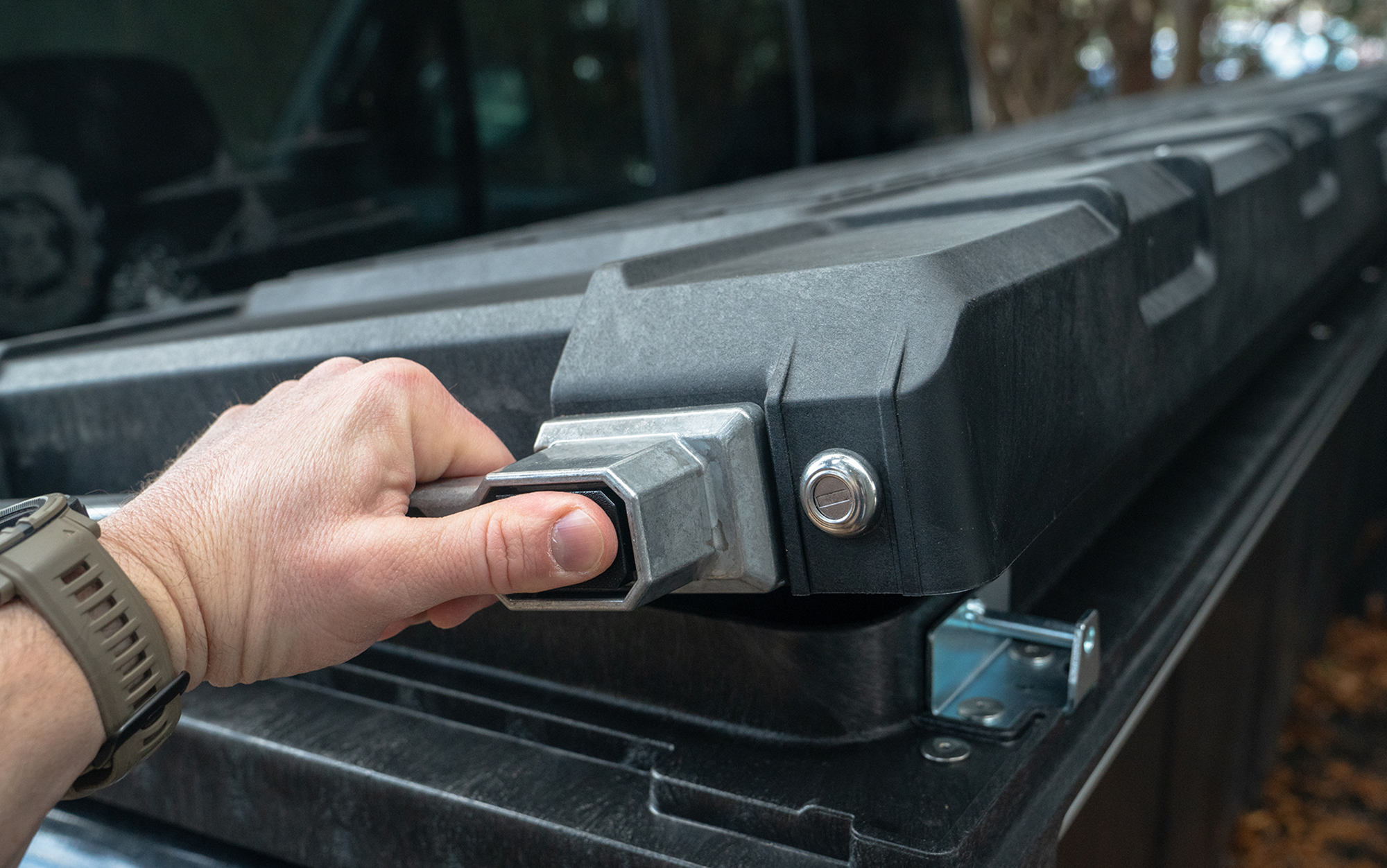 Opening a truck tool box