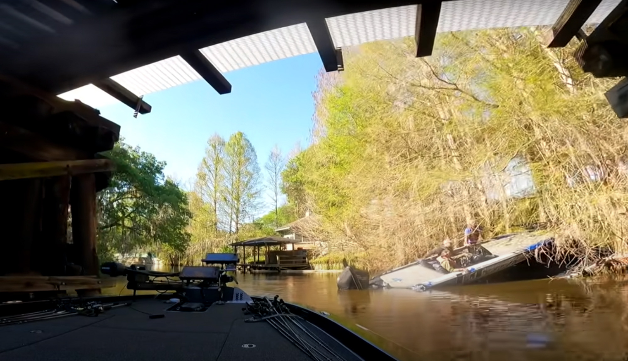 The aftermath of a boat wreck at a bass fishing tournament in Florida.