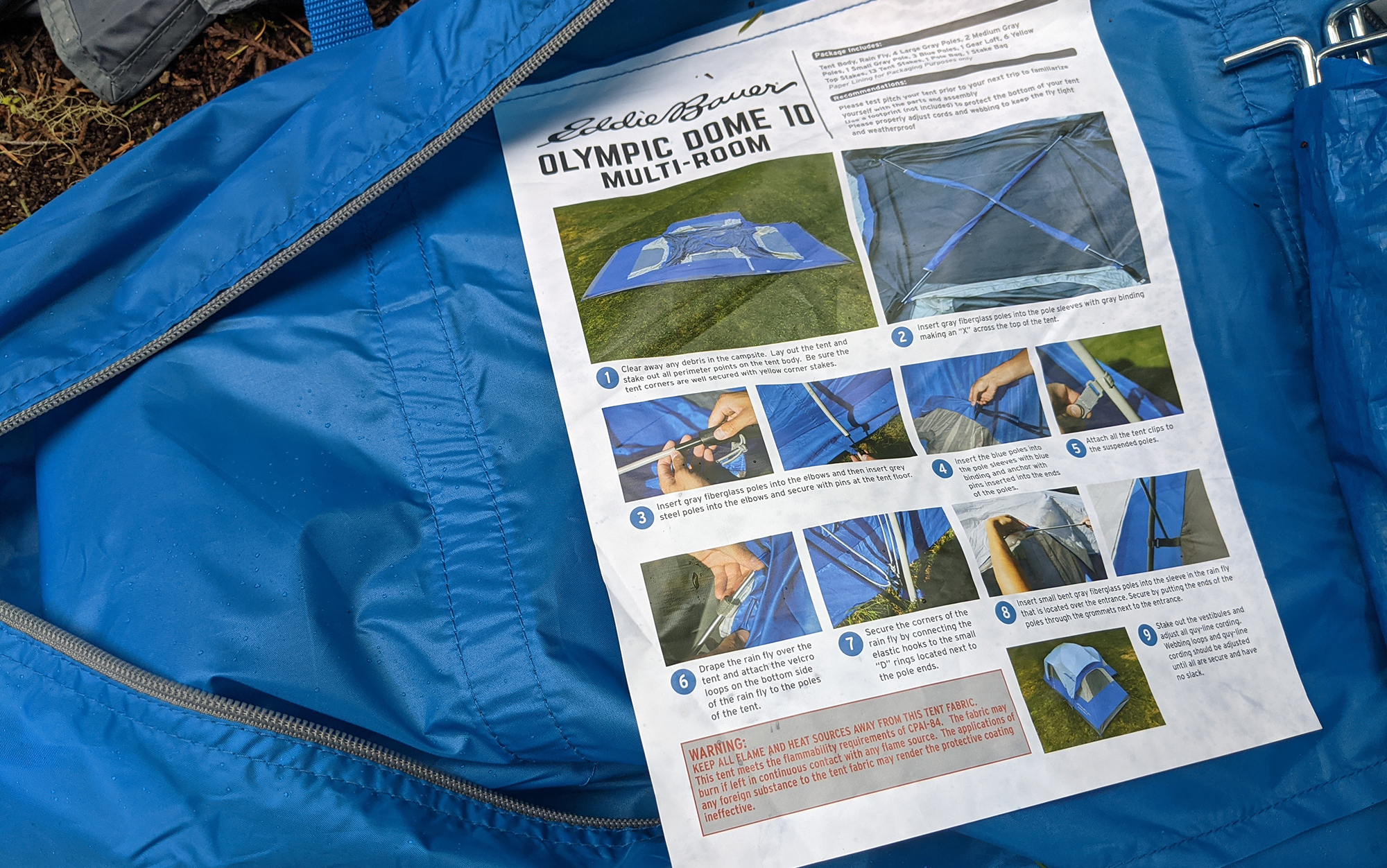 Eddie Bauer's tent includes detailed instructions.
